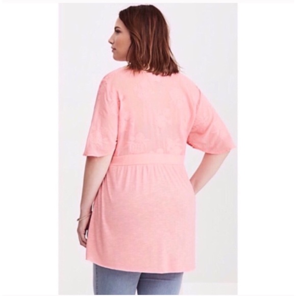 Torrid Pink Slub Embroidered Babydoll Tunic Top - Picture 3 of 3